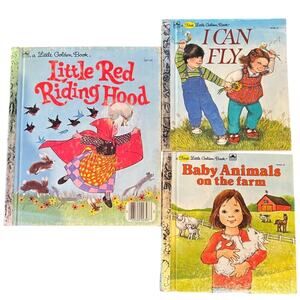 3 Vintage Little Golden Books: Animals, Red Riding Hood, I can Fly, HC